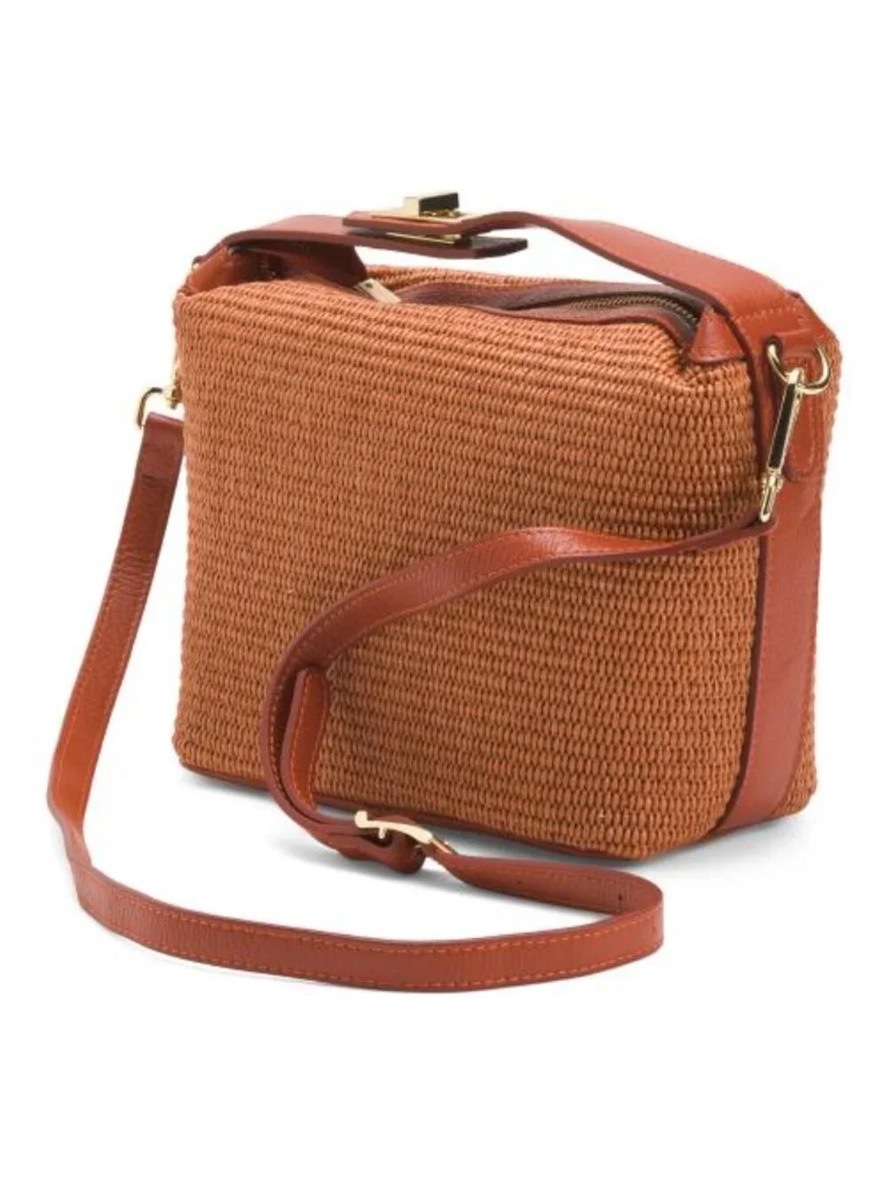 VIOLA CASTELLANI Made In Italy Straw Medium Folded Handle Satchel